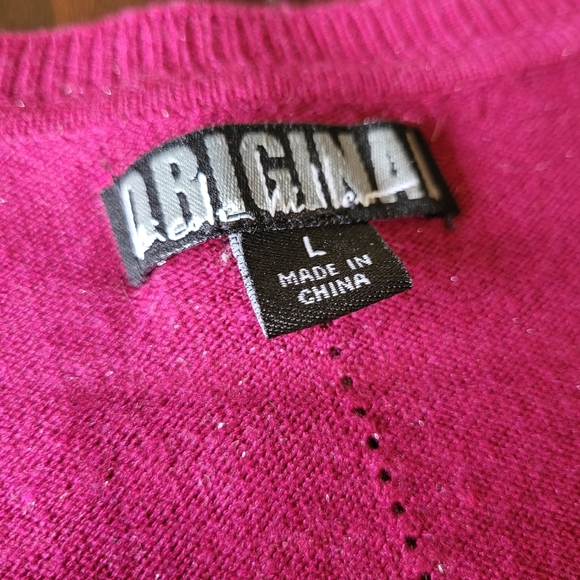 Nicole Miller Original Cardigan Sweater Size Large Maroon with Sparkle L - Picture 3 of 4